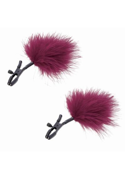 Sex and Mischief Enchanted Feather Nipple Clamps - Red/Black