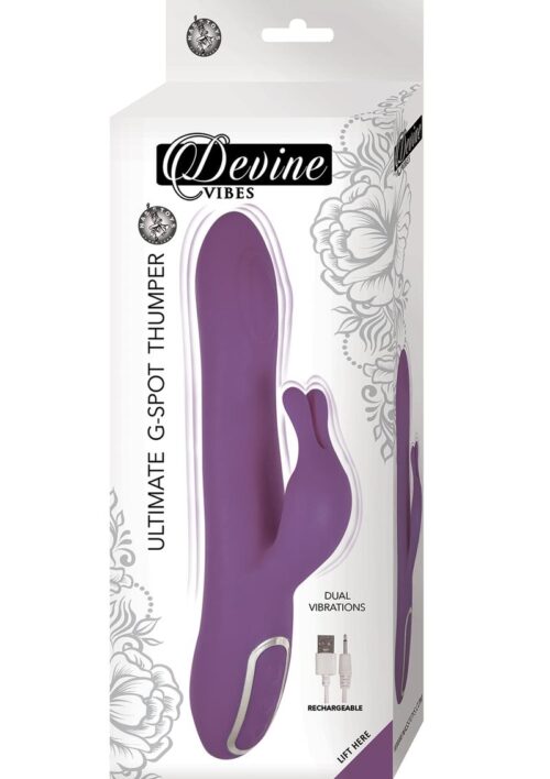 Devine Vibes Ultimate G-Spot Thumper Rechargeable Silicone Vibrator - Purple