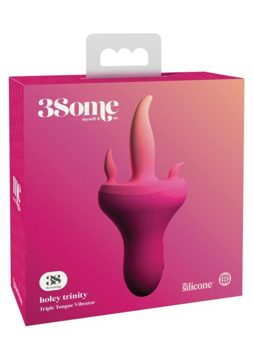 3Some Holey Trinity Triple Tongue Vibrator Multi Speed Rechargeable - Pink