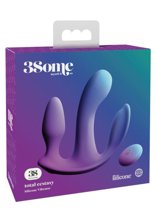 3Some Total Ecstasy Silicone Rechargeable Vibrator with Remote Control -  Purple