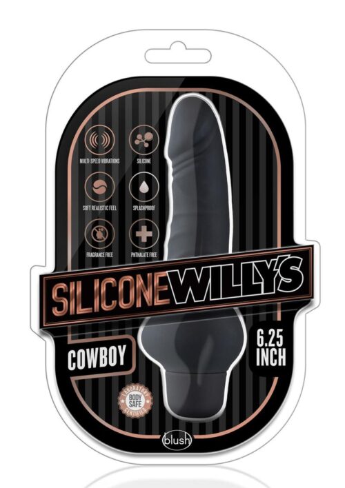 Silicone Willy`s Cowboy Vibrating Dildo 6.25in - Black