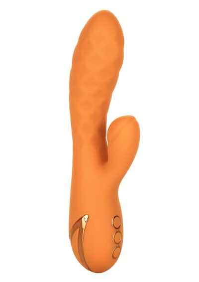 California Dreaming Newport Beach Babe Rechargeable Silicone Thumping Vibrator - Orange