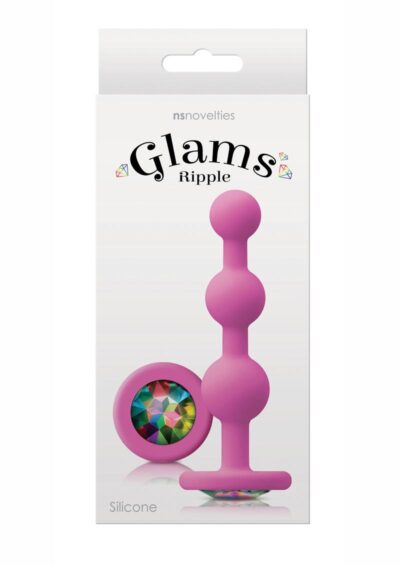 Glams Ripple Silicone Plug Rainbow Gem 4.49in - Pink