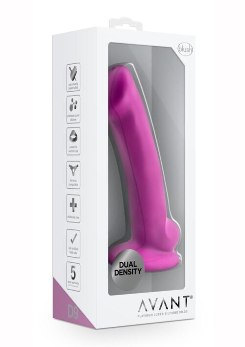 Avant D9 Ergo Mini Silicone Dildo with Suction Cup 6.5in - Violet