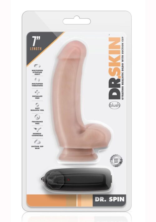 Dr. Skin Dr. Spin Gyrating Dildo with Suction Cup 7in - Vanilla