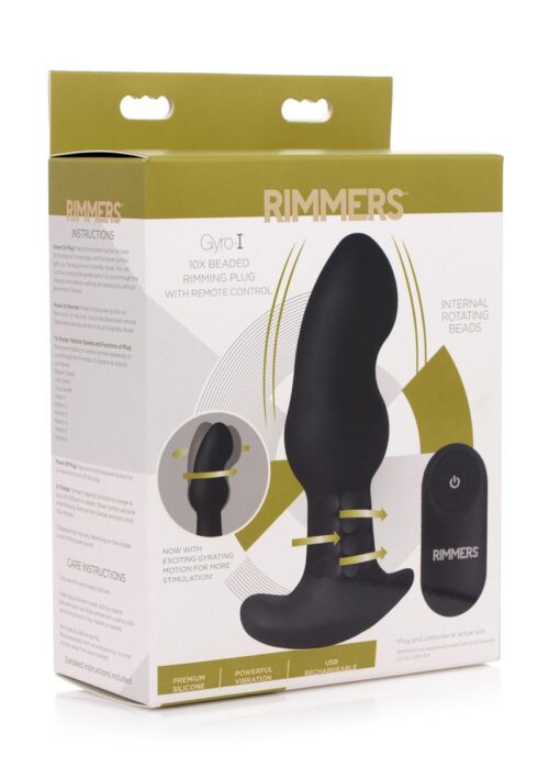 Rimmers Gyro-I Rechargeable Silicone Rimming Butt Plug with Remote Control - Black