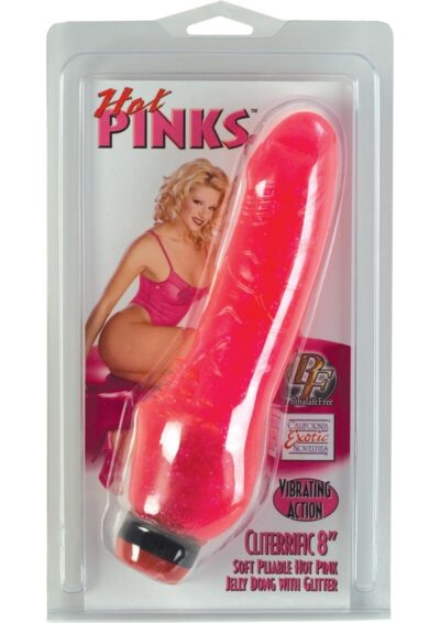 Hot Pinks Cliterrific Vibrating Dildo 8in - Pink