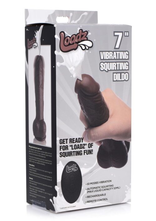 Loadz Vibrating Squirting Dildo with Remote 8.5in - Chocolate