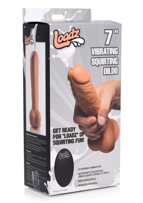 Loadz Vibrating Squirting Dildo with Remote Control 8.5in - Caramel