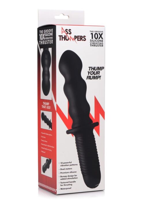 Ass Thumpers The Groove Rechargeable Silicone Vibrator with Handle - Black