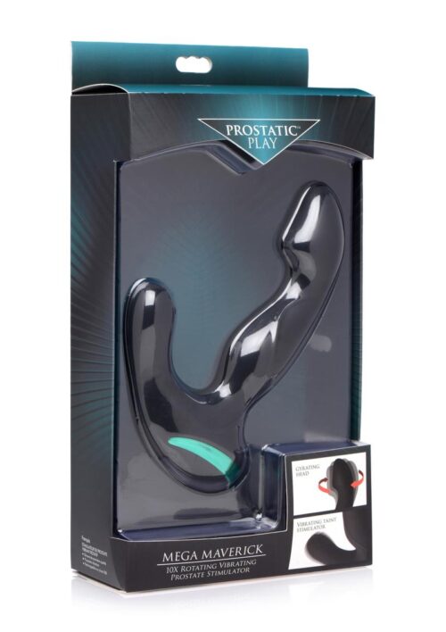 Prostatic Play Mega Maverick Rechargeable Silicone Rotating Vibrating Prostate Stimulator - Black