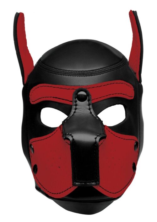 Master Series Spike Neoprene Puppy Hood - Red and Black
