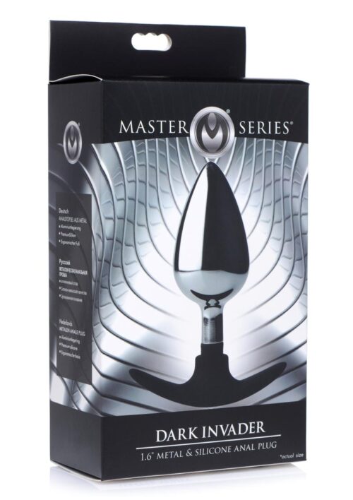 Master Series Dark Invader Metal and Silicone Anal Plug - Large - Silver