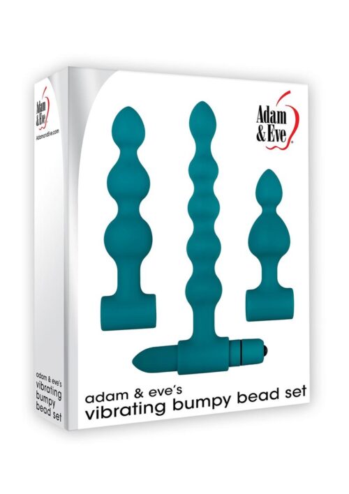 Adam and Eve Adam and Eve`s Silicone Vibrating Bumpy Bead Anal Plug Kit with Bullet - Blue
