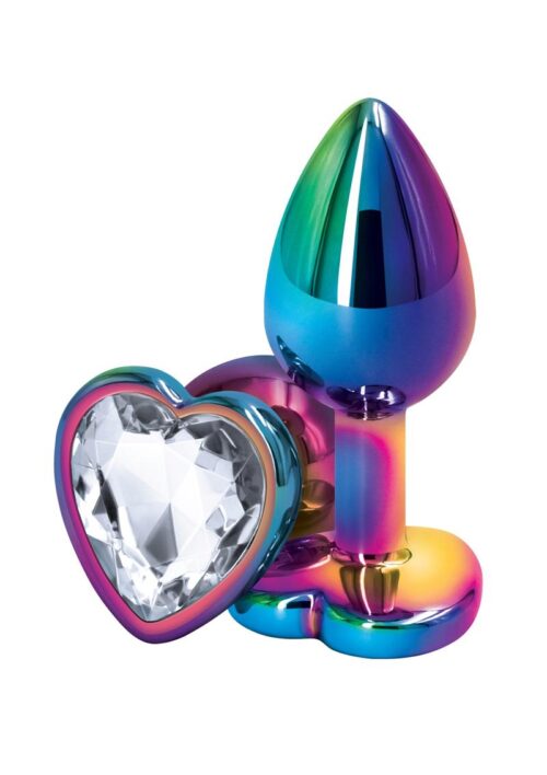 Rear Assets Multicolor Heart Anal Plug - Small - Clear
