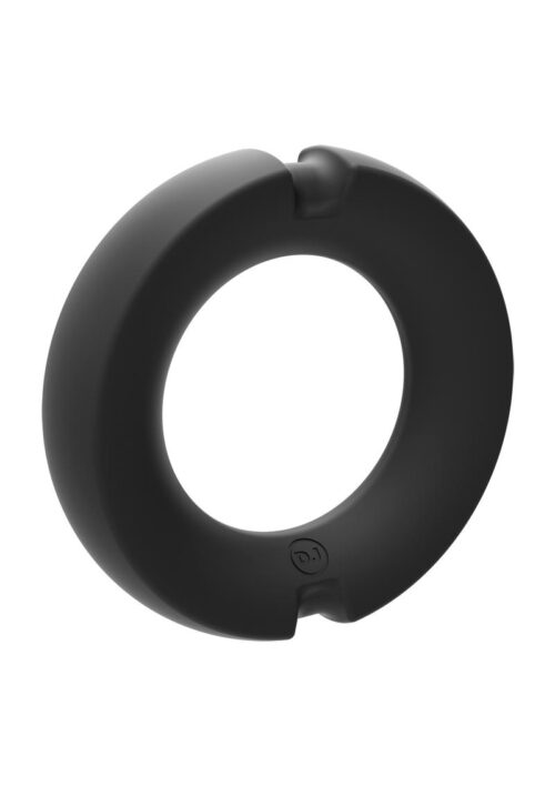 Kink Stretchable Silicone-Covered Metal Cock Ring - 35mm - Black