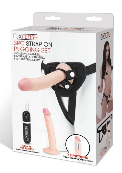 Lux Fetish Strap On Pegging Set with Remote Control (3 piece set)