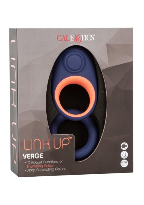 Link Up Verge Silicone Vibrating Cock Ring - Blue/Pink