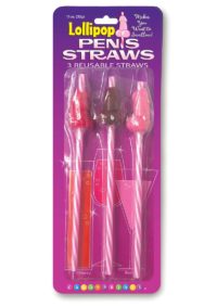 Candy Prints Lollipop Penis Straws Assorted Flavors (3 per pack)