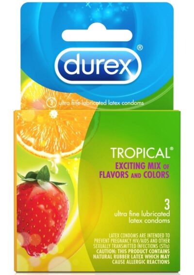 Durex Condoms Tropical Assorted Flavors and Colors (3 each per box)