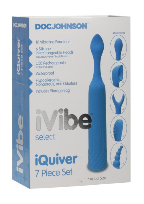 iVibe Select iQuiver Silicone Massager (7 Piece Kit) - Periwinkle