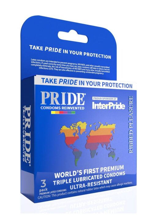 Pride Ribbed Pleasure Condoms 3pk