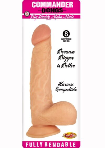 Commander Dongs Big Daddy Alpha Male Bendable Dildo with Balls 8in - Vanilla