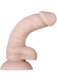 Real Supple Poseable Silicone Dildo with Balls 6in - Vanilla