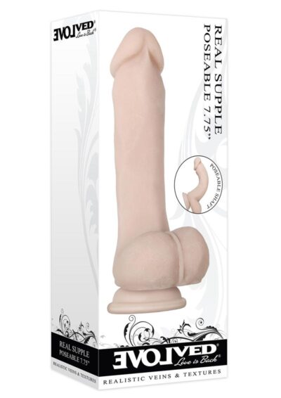 Real Supple Poseable Dildo with Balls 7.75in - Vanilla
