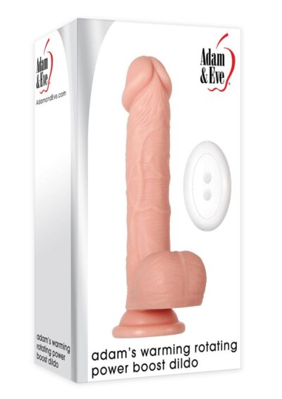 Adam and Eve Adam`s Rechargeable Silicone Warming Rotating Power Boost Dildo with Remote Control 7.5in - Vanilla