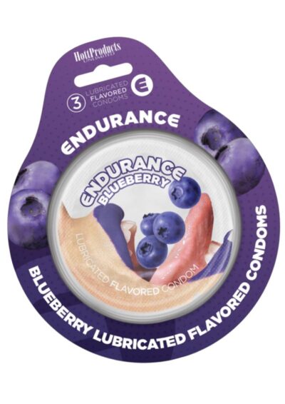 Lubricated Flavored Endurance Condoms 3 Per Pack  - Blueberry