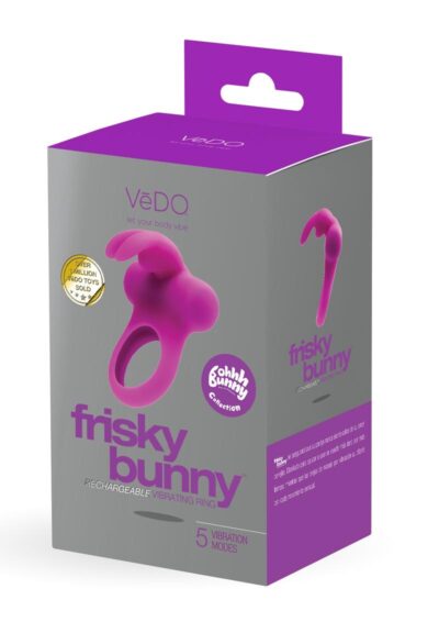 VeDO Frisky Bunny Rechargeable Silicone Vibrating Cock Ring - Purple