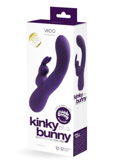 VeDO Kinky Bunny Plus Rechargeable Silicone Rabbit Vibrator - Deep Purple
