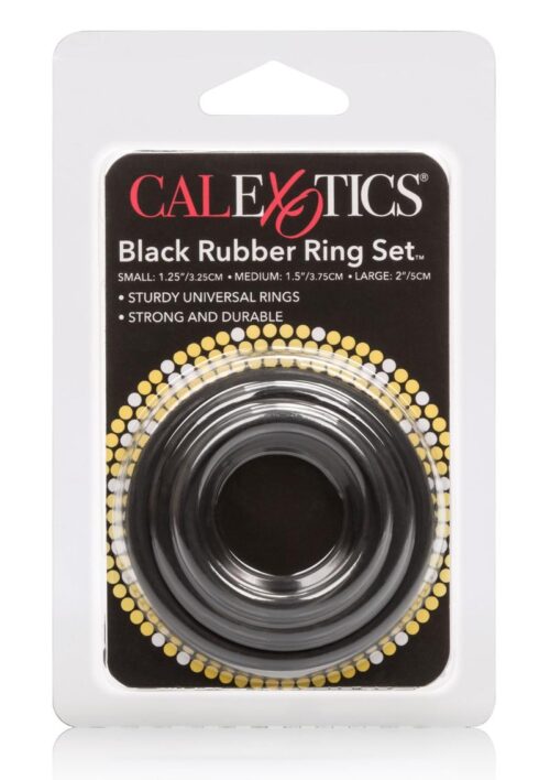 Black Rubber Cock Rings (3 Piece Set) - Black
