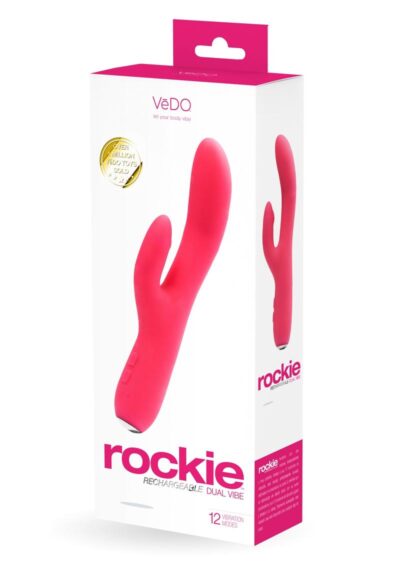 VeDO Rockie Rechargeable Silicone Dual Vibrator - Foxy Pink