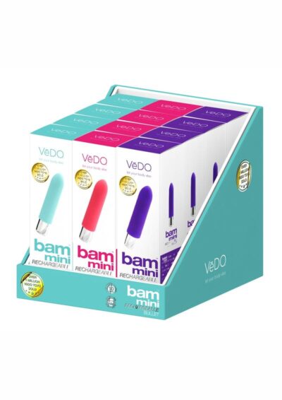 VeDO Bam Mini Rechargeable Silicone Bullet Vibrator Assorted (12 per Display)