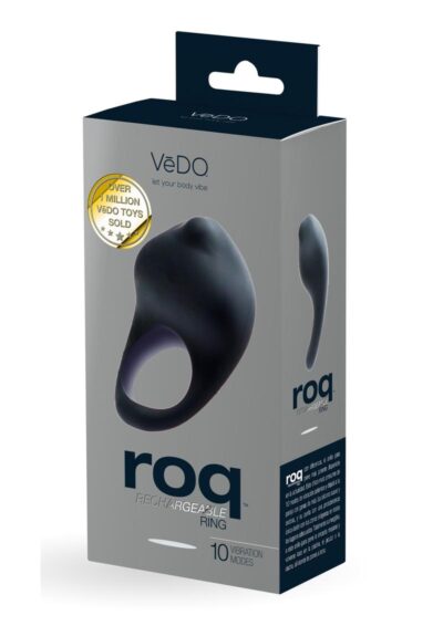 VeDO Roq Rechargeable Vibrating Silicone Cock Ring - Just Black