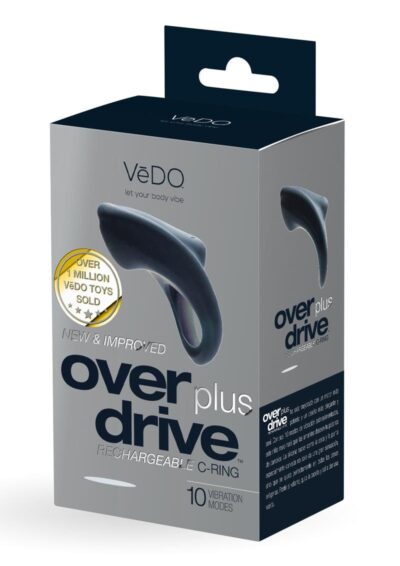 VeDO Overdrive Plus Rechargeable Vibrating Silicone Cock Ring - Just Black