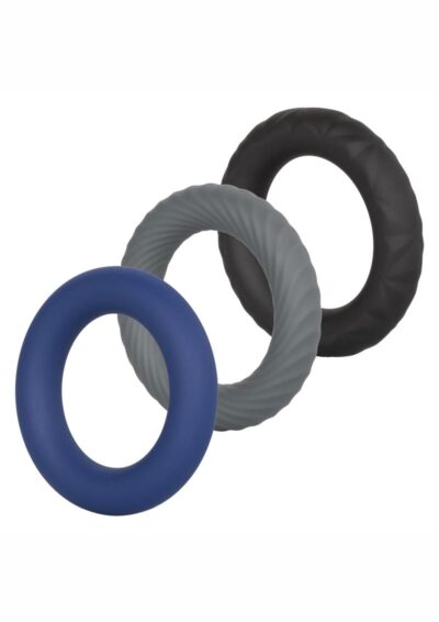 Link Up Ultra Soft Extreme  Silicone Cock Ring Set (3 Pieces) - Black/Gray