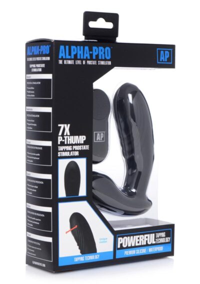 Alpha-Pro 7x P-Thump Rechargeable Vibrating Tapping Silicone Prostate Stimulator - Black
