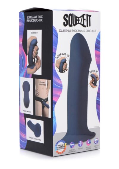 Squeeze-It Squeezable Thick Dildo - 6.9in - Blue