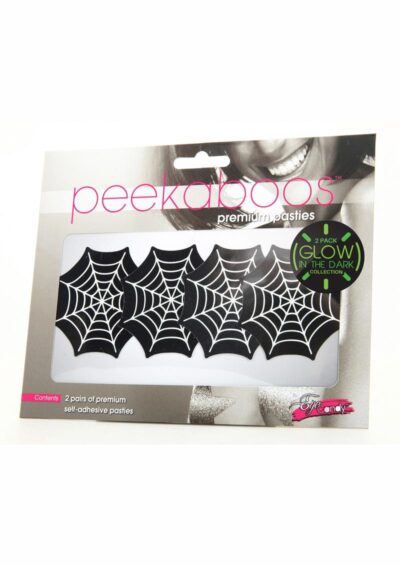 Peekaboo Glow In The Dark Webs Pasties - Black/Green