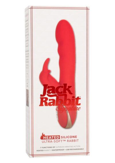 Jack Rabbit Signature Heated Silicone Ultra-Soft Rabbit Rechargeable Vibrator - Red