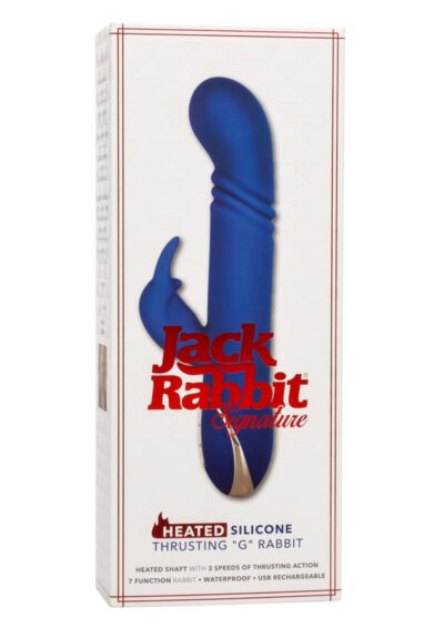 Jack Rabbit Signature Heated Silicone Thrusting G Rabbit Rechargeable Vibrator - Blue