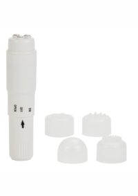 Compact Personal Travel Wand Massager with 4 Interchangeable Heads - White
