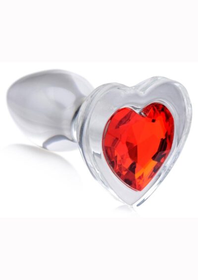 Booty Sparks Red Heart Glass Anal Plug - Small - Red