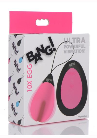 Bang! 10X Rechargeable Silicone Vibrating Egg with Remote Control - Pink