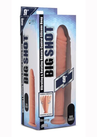 Big Shot Silicone Vibrating and Twirling Remote Control Rechargeable Dildo 9in - Vanilla