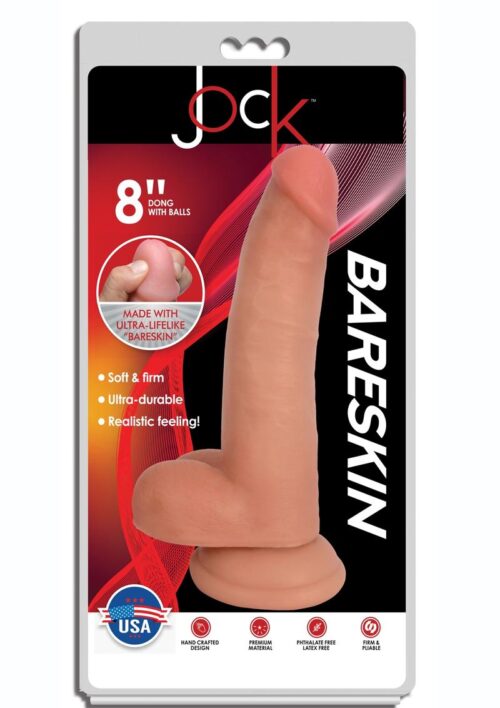 Jock Bareskin Realistic Dong with Balls 8in - Vanilla