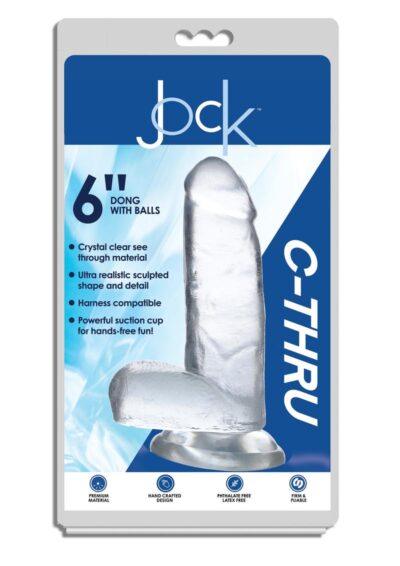 Jock C-Thru Realistic Dong with Balls 6in - Clear